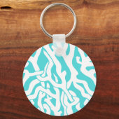Kleurkoraalrif patroon Nautisch-wit blauw Sleutelhanger (Voorkant)