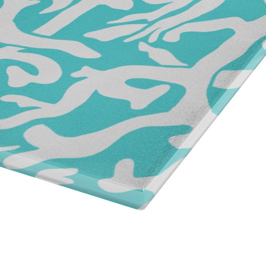 Kleurkoraalrif patroon Nautisch-wit blauw Snijplank (Hoek)