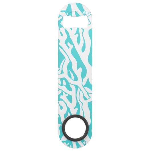 Kleurkoraalrif patroon Nautisch-wit blauw Speed Flessenopener (Voorkant)
