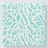 Kleurkoraalrif patroon Nautisch-wit blauw Stenen Onderzetter (Voorkant)