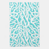 Kleurkoraalrif patroon Nautisch-wit blauw Theedoek (Verticaal)