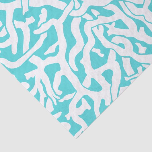 Kleurkoraalrif patroon Nautisch-wit blauw Tissuepapier (Detail)