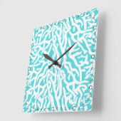 Kleurkoraalrif patroon Nautisch-wit blauw Vierkante Klok (Hoek)