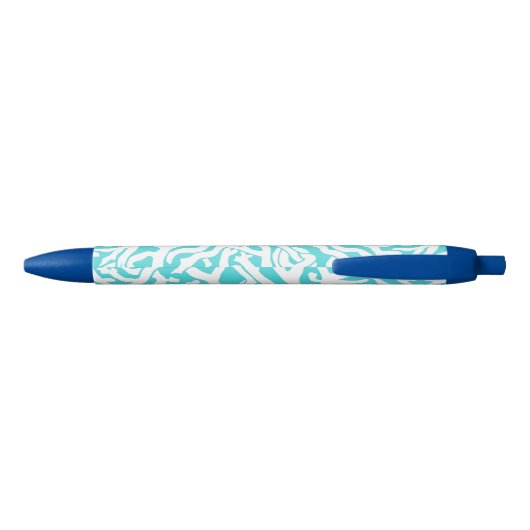 Kleurkoraalrif patroon Nautisch-wit blauw Zwarte Inkt Pen (Achterkant)