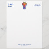 Kleurkruissymbool | Christelijke kerk Briefhoofd Sjabloon (Voorkant)