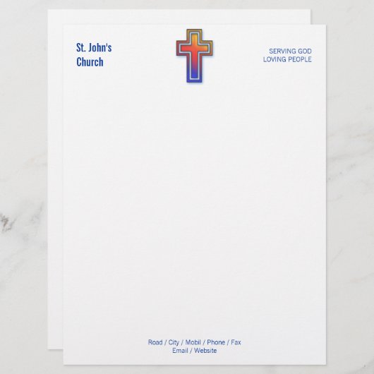 Kleurkruissymbool | Christelijke kerk Briefhoofd Sjabloon (Voorkant / Achterkant)