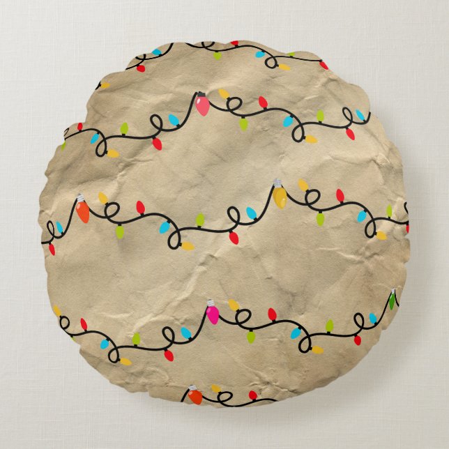 Kleurlichten Rond Kussen (Voorkant)