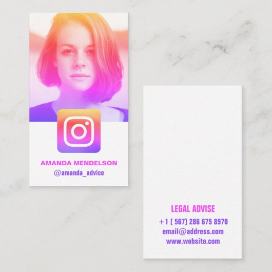 kleurloos instagram visitekaartje (Voorkant / Achterkant)