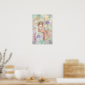 Kleurloze Bloemenfee Kunst Poster Print (Keuken)