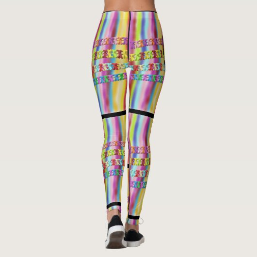 Kleurloze hypnotische kleuren schitteren als knopp leggings (Achterkant)