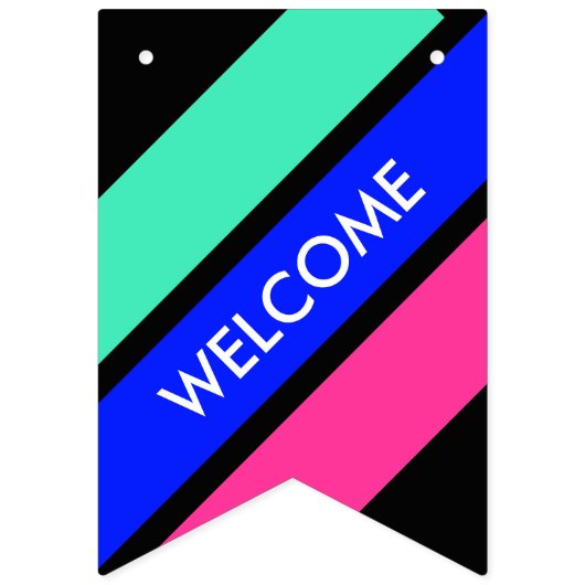 Kleurmengeling - munt, koningsblauw, roze vlaggetjes (Tweede vlag)