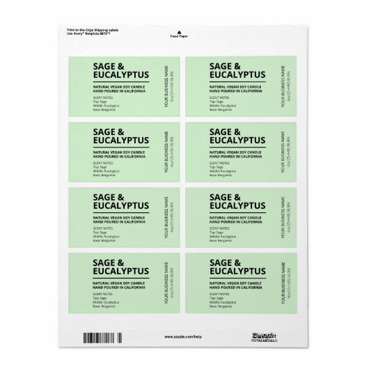 Kleurmerktekens van de soort Sage en Eucalyptus Etiket (Full Sheet)