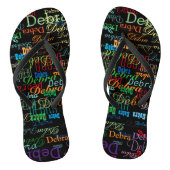 Kleurnaam Patroon op Zwart Teenslippers (Voetbed)