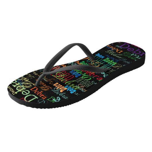 Kleurnaam Patroon op Zwart Teenslippers (Schuin)