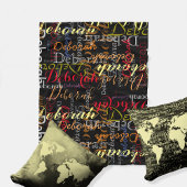 Kleurnaampatroon op zwart fleece deken