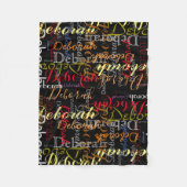 Kleurnaampatroon op zwart fleece deken (Voorkant)