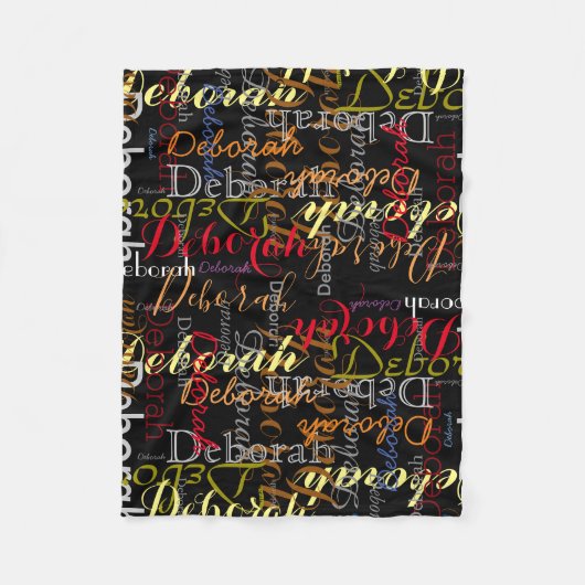 Kleurnaampatroon op zwart fleece deken (Voorkant)