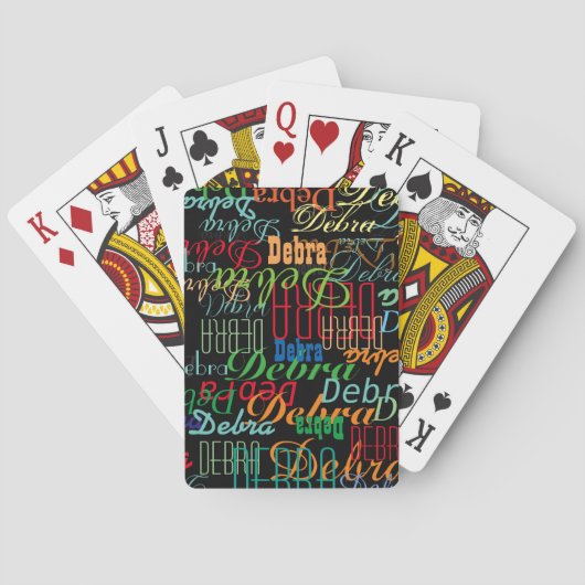 Kleurnamen herhalen over zwart pokerkaarten (Achterkant)