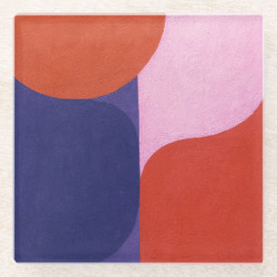 "Kleuronderhandeling" Kleurrijke Abstracte kunst Glazen Onderzetter