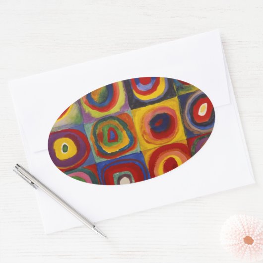 Kleuronderzoek van vierkantscirkels ovale sticker (Envelop)