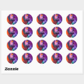 Kleurontwaking | Abstract Expressionistisch Ontwer Ronde Sticker (Vel)