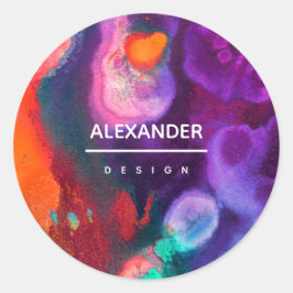 Kleurontwaking | Abstract Expressionistisch Ontwer Ronde Sticker