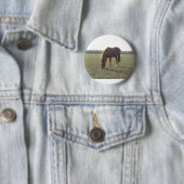 Kleurpaard van kastanje ronde button 5,7 cm (In situ)