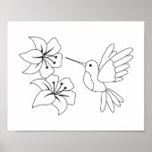 Kleurpagina van Hummingbird en Flowers Poster (Voorkant)