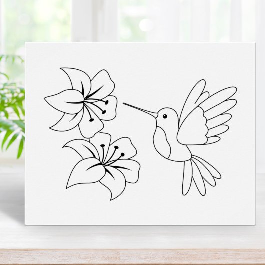 Kleurpagina van Hummingbird en Flowers Poster