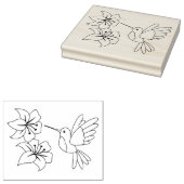 Kleurpagina van Hummingbird en Flowers Rubberstempel (Gestempeld)