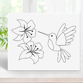 Kleurpagina van Hummingbird en Flowers Rubberstempel