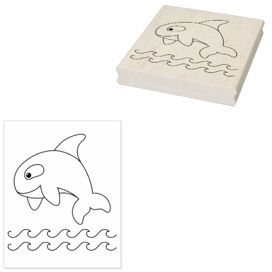 Kleurpagina voor orca-walvis rubberstempel (Gestempeld)