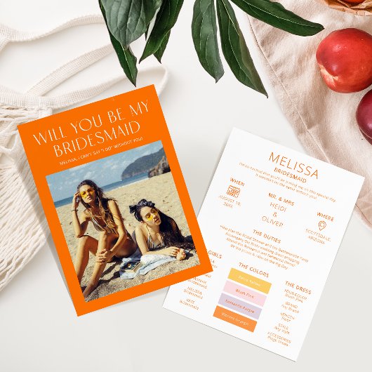 Kleurpalet Foto Bridesmaid-voorstelkaart Kaart