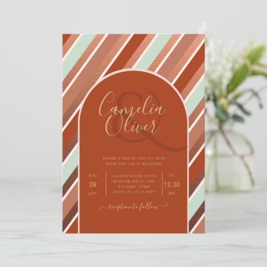 Kleurpalet Kaneel Salie Terracotta Bruiloft Kaart (Staand voorkant)