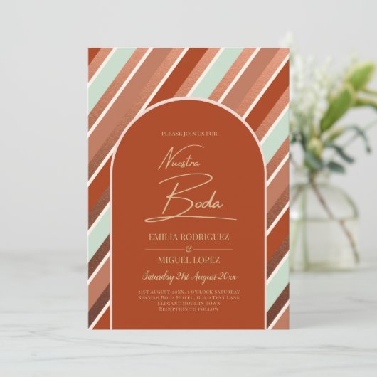 Kleurpalet Kaneel Salie Terracotta Bruiloft Kaart (Staand voorkant)