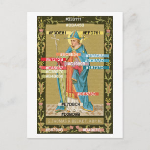 Kleurpalet-St Thomas Becket-Zwaard in Mijter Briefkaart