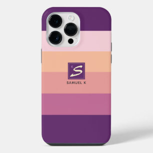 Kleurpalet Stripe Monogram met Zonsondergang iPhone 14 Pro Max Hoesje
