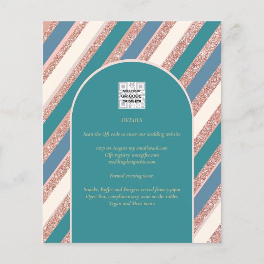 Kleurpalet Teal Champagne Roze Goud Bruiloft (Achterkant)