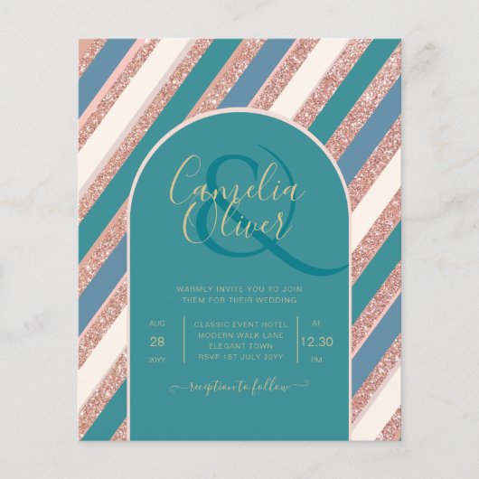 Kleurpalet Teal Champagne Roze Goud Bruiloft (Voorkant)