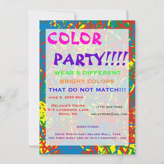 Kleurpartij — Hot Mess Invitation Multicolor Blast (Voorkant)