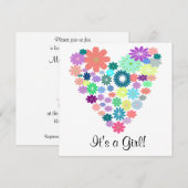 Kleurpasta Floral Heart Baby shower Kaart (Voorkant / Achterkant)