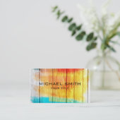 Kleurpasta op hout #4 visitekaartje (Staand voorkant)