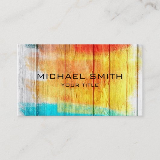 Kleurpasta op hout #4 visitekaartje (Voorkant)