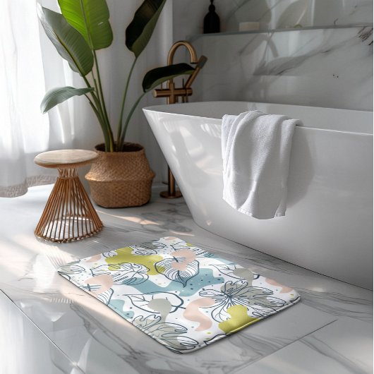 Kleurpasta's Palmbladeren en organische vormen Badmat