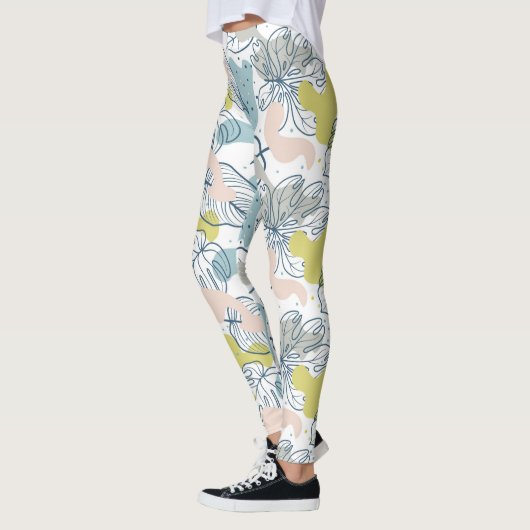 Kleurpasta's Palmbladeren en organische vormen Leggings (Links)