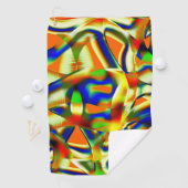 Kleurpatches op gebogen beige stroken golfhanddoek (Insitu)