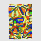 Kleurpatches op gebogen beige stroken golfhanddoek (Voorkant)