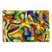 Kleurpatches op gebogen beige stroken kussensloop (Achterkant-Rechts)