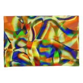 Kleurpatches op gebogen beige stroken kussensloop (Voorkant-Rechts)