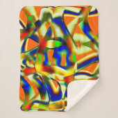 Kleurpatches op gebogen beige stroken sherpa deken (Voorkant)